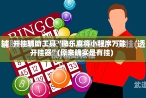 开挂辅助工具“微乐麻将小程序万能开挂器”(原来确实是有挂)