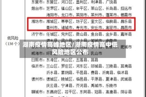 湖南疫情高峰地区/湖南疫情高中低风险地区公布