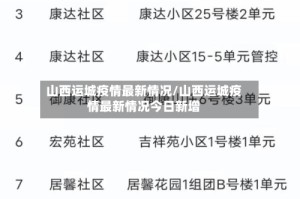 山西运城疫情最新情况/山西运城疫情最新情况今日新增