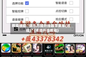 教程辅助“微乐万能开挂器苹果版(透视)”(详细开挂教程)