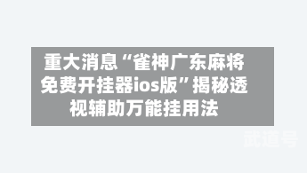 重大消息“雀神广东麻将免费开挂器ios版	”揭秘透视辅助万能挂用法-第1张图片